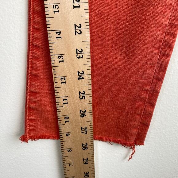 Mother Swooner Rascal Jeans Size 25 Red Ankle Fray High Straight USA Game Day - Picture 14 of 14